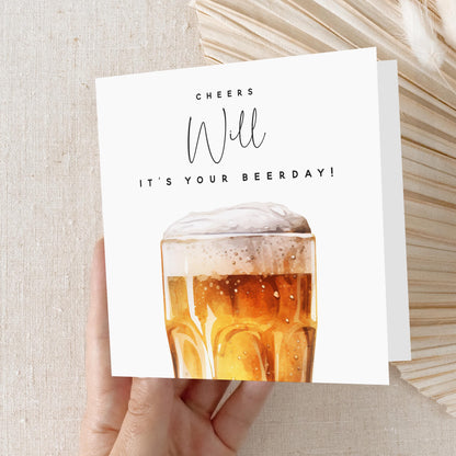 Personalised Birthday Card,Happy Birthday Card For Men,Beer Ale Card, Birthday For Son,Boyfriend,Dad,Birthday Gift For Him-Kraft Envelope