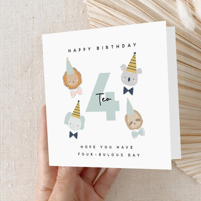Fourth Birthday Card, Personalised Children&