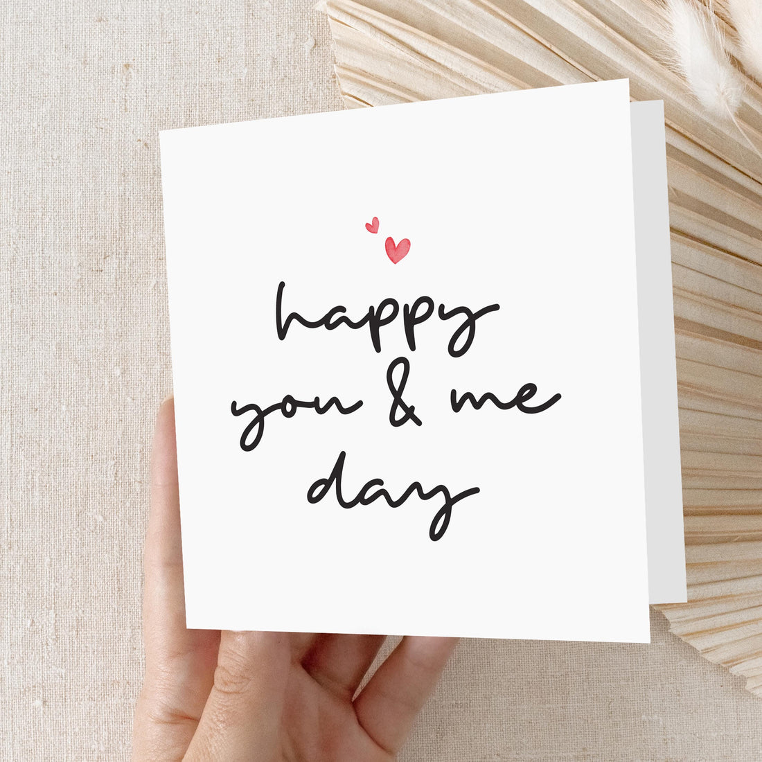 Anniversary Card - Elegant Minimal Anniversary Card- Happy You &amp; Me Day- Valentines - Monochrome Script Anniversary Gift- Kraft Envelope