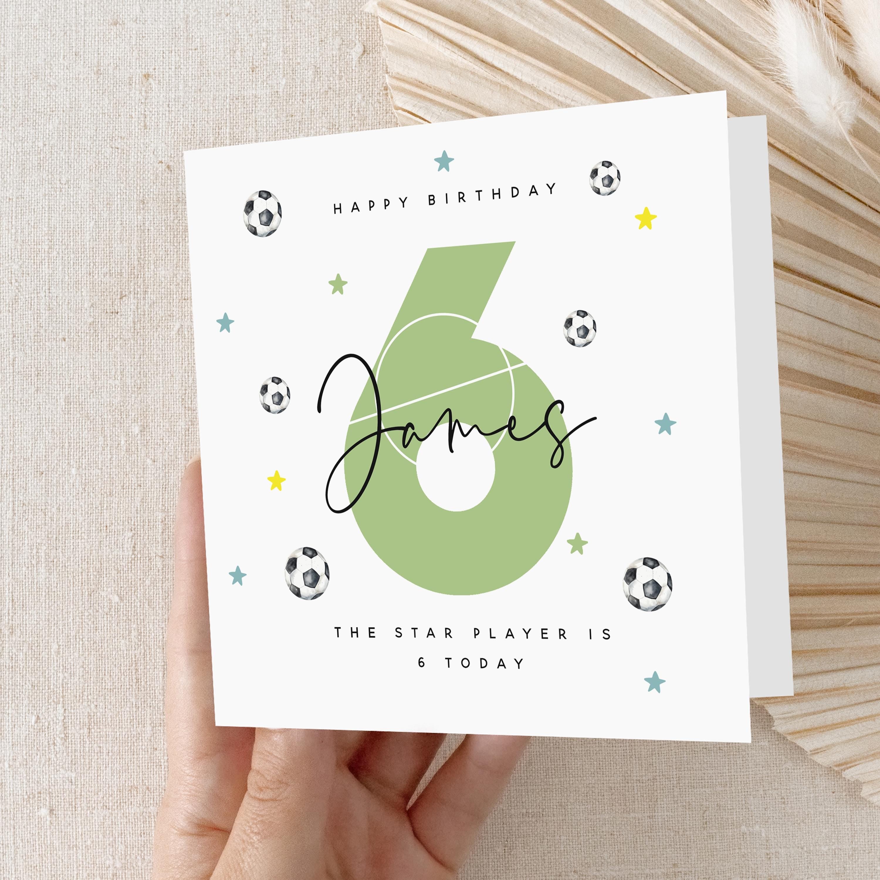 Personalised 6th Birthday Card, Special Milestone Card, Birthday Card For Son, Football Card, Football Gift, Boy&