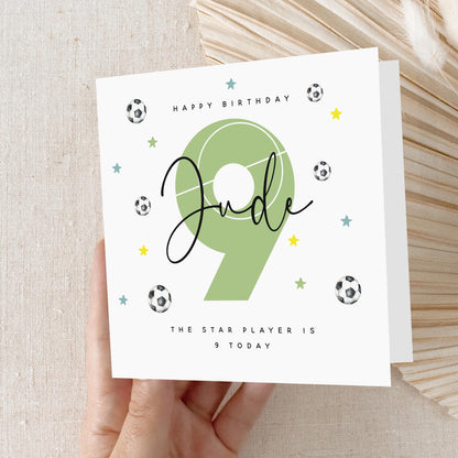 Personalised 9th Birthday Card, Special Milestone Card, Birthday Card For Son, Football Card, Football Gift, Boy&