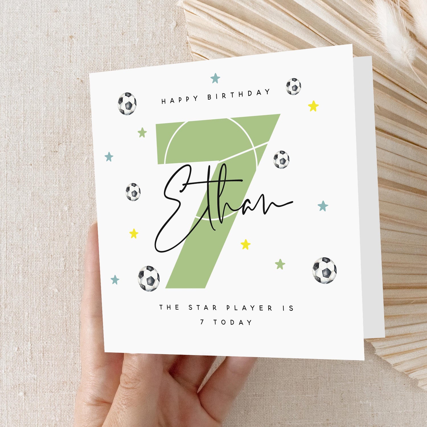 Personalised 7th Birthday Card, Special Milestone Card, Birthday Card For Son, Football Card, Football Gift, Boy&