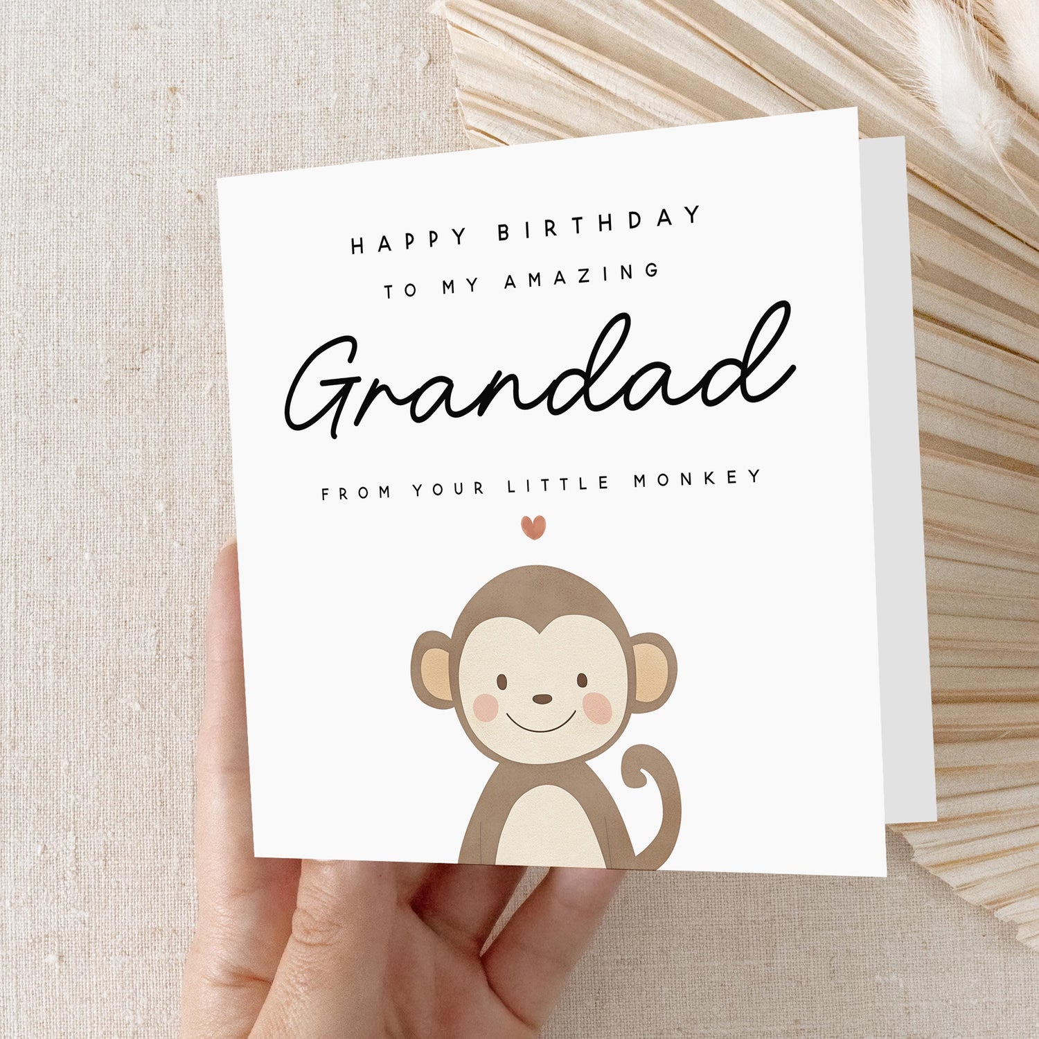 Grandad Birthday Card, Birthday Card For Grandpa, Gramps Birthday Card, Birthday Card For Him, Grandad Gift, Little Monkey, Kraft Envelope