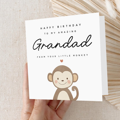 Grandad Birthday Card, Birthday Card For Grandpa, Gramps Birthday Card, Birthday Card For Him, Grandad Gift, Little Monkey, Kraft Envelope