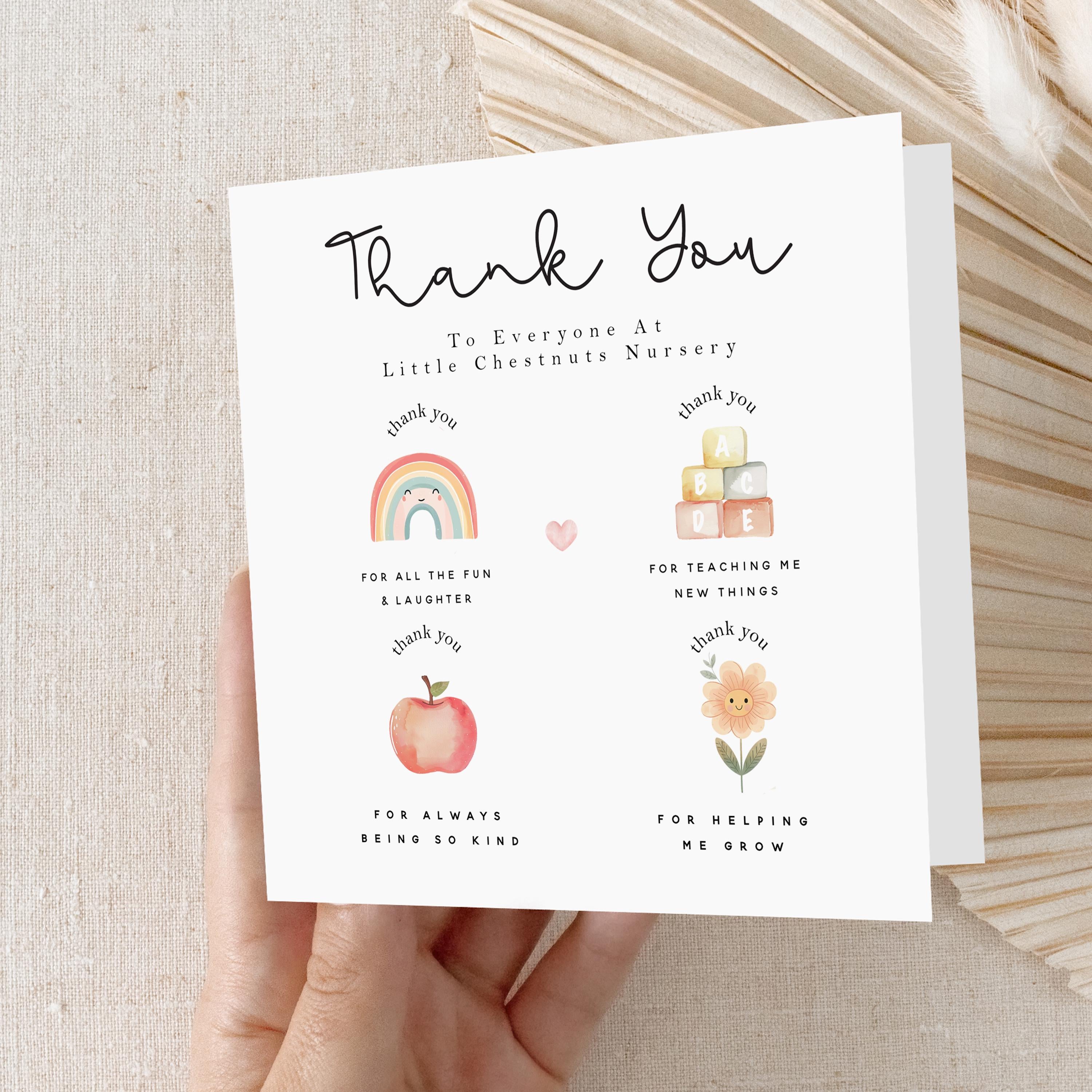 School Card-Personalised School Thank You Card-Teacher Card-School Gift-Teacher Gift-End Of School Card-Pre School Card-With Envelope