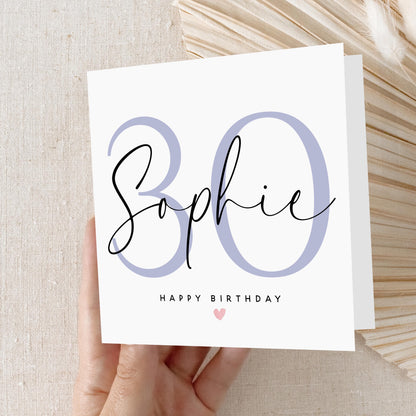 Personalised 30th Birthday Card, Special Milestone Card, Birthday Card For Wife,Sister,Daughter,Auntie,Purple Lilac 30,Thirty-Kraft Envelope