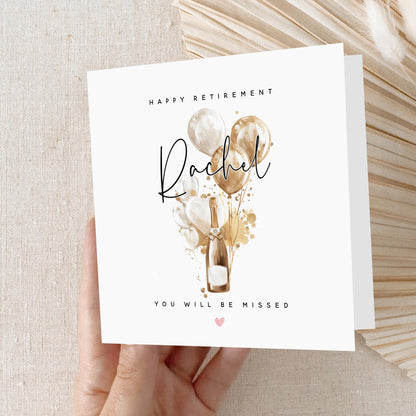Retirement Card Personalised, Champagne, Happy Retirement, Retirement Gift, Work Leaving Card,Sorry You&