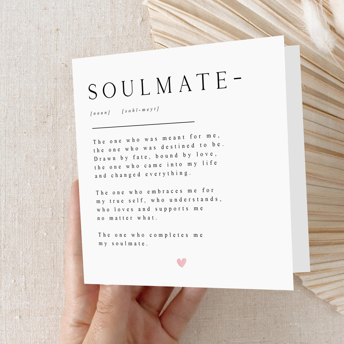 Soulmate Card-Soulmate Definition Card-Husband Birthday Card-Boyfriend Birthday Card-Wife Girlfriend Birthday Card-Valentines Romantic Card