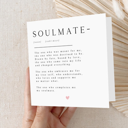 Soulmate Card-Soulmate Definition Card-Husband Birthday Card-Boyfriend Birthday Card-Wife Girlfriend Birthday Card-Valentines Romantic Card