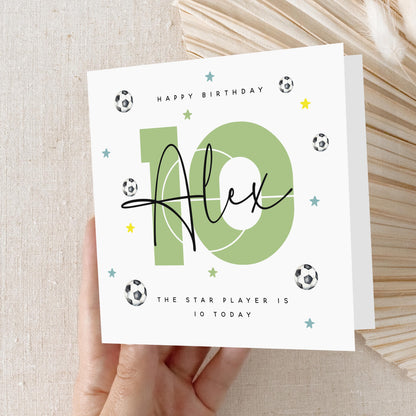 Personalised 10th Birthday Card, Special Milestone Card, Birthday Card For Son, Football Card, Football Gift, Boy&