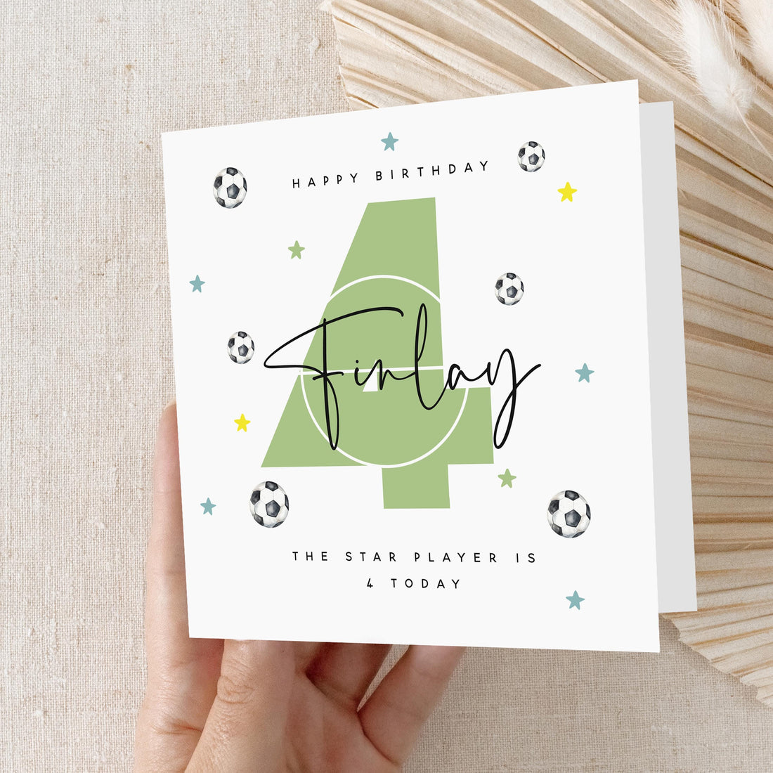 Personalised 4th Birthday Card, Special Milestone Card, Birthday Card For Son, Football Card, Football Gift, Boy&