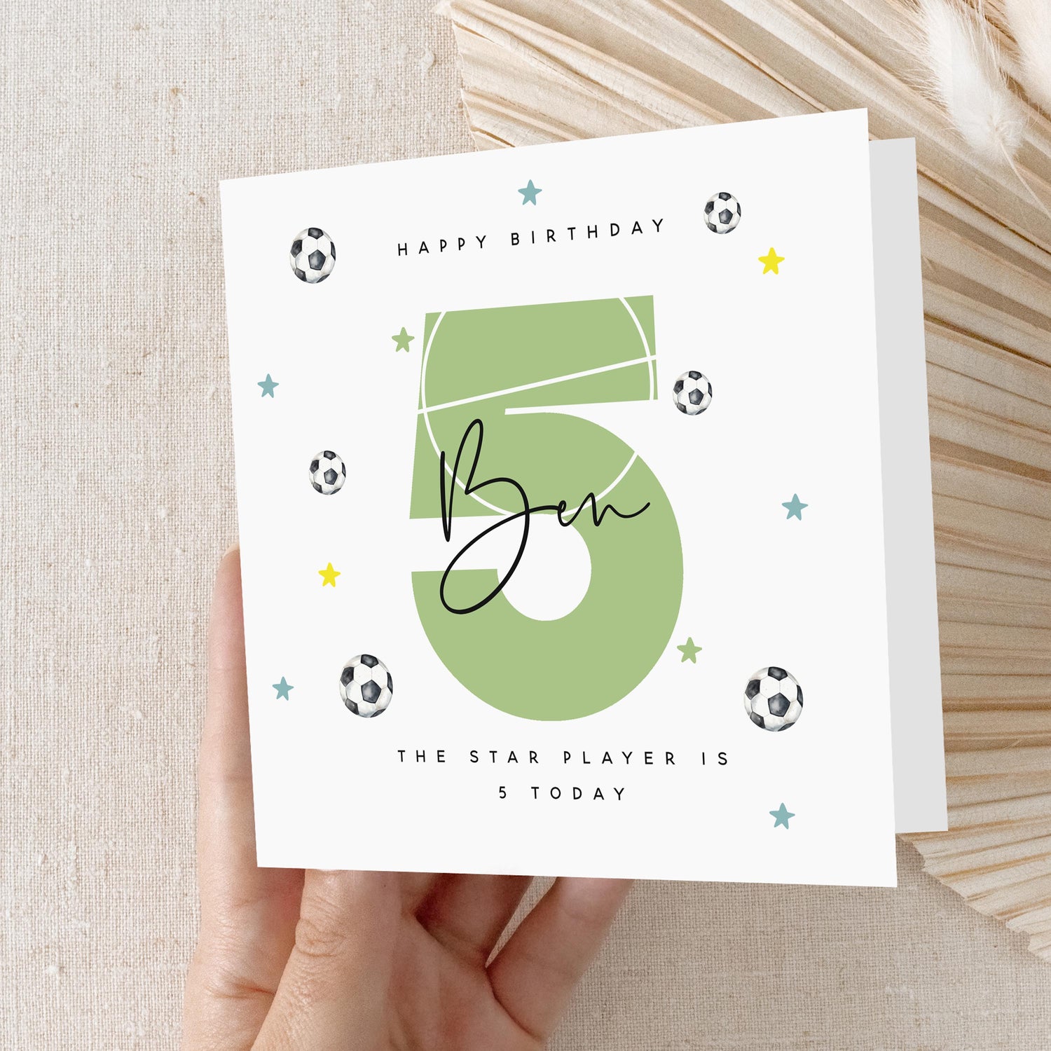 Personalised 5th Birthday Card, Special Milestone Card, Birthday Card For Son, Football Card, Football Gift, Boy&