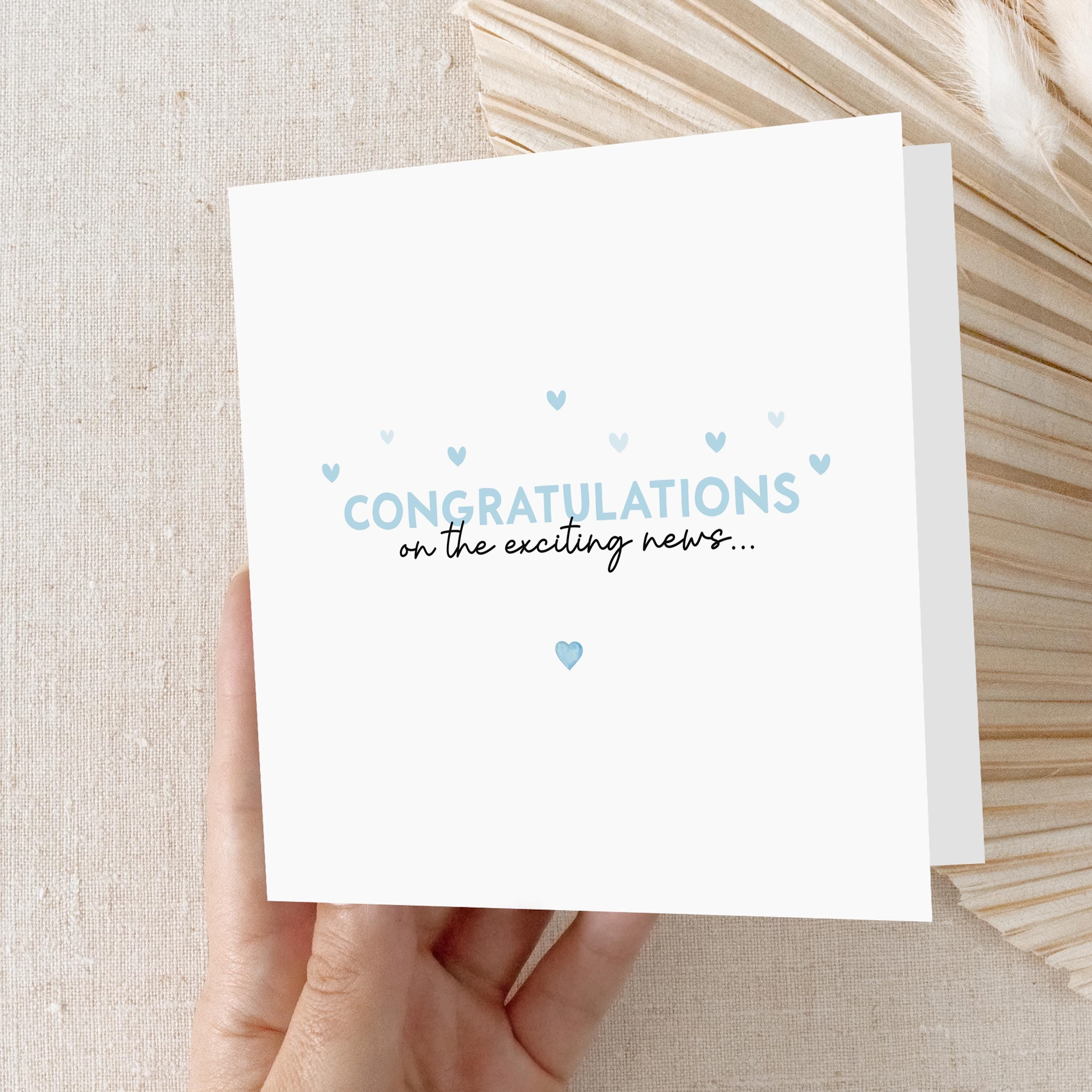 New Baby Card,Pregnancy Card,Blue Heart Design,Congratulations Parents,Pregnancy Announcement Card,Exciting News,Best Friend Bestie Pregnant