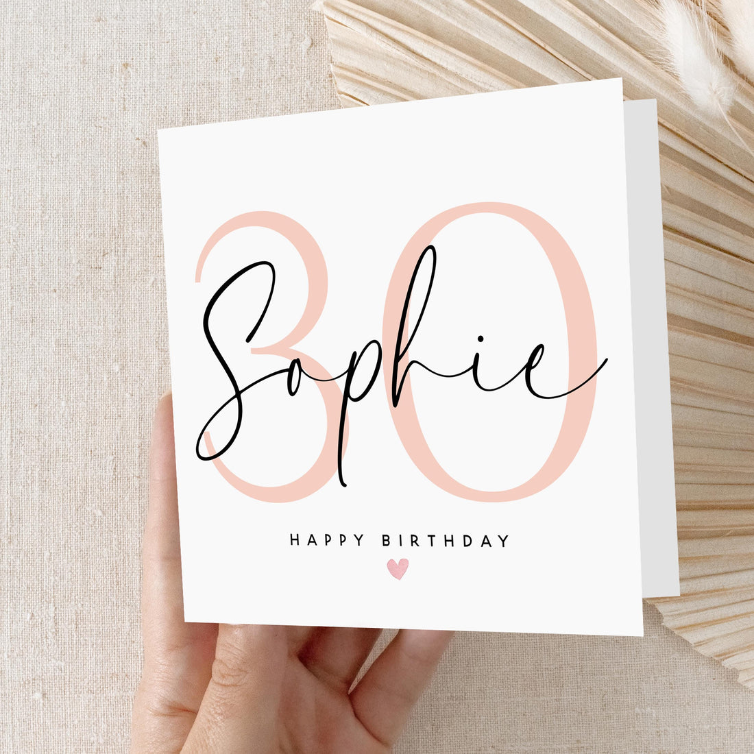 Personalised 30th Birthday Card, Special Milestone Card, Birthday Card For Wife, Sister, Daughter, Auntie, Peach 30,Thirty-Kraft Envelope