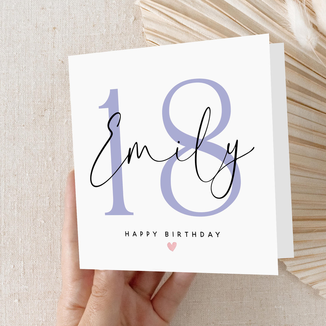 Personalised 18th Birthday Card, Special Milestone Birthday, Eighteenth, Daughter, Granddaughter, Sister, Niece Purple Birthday Card, Kraft