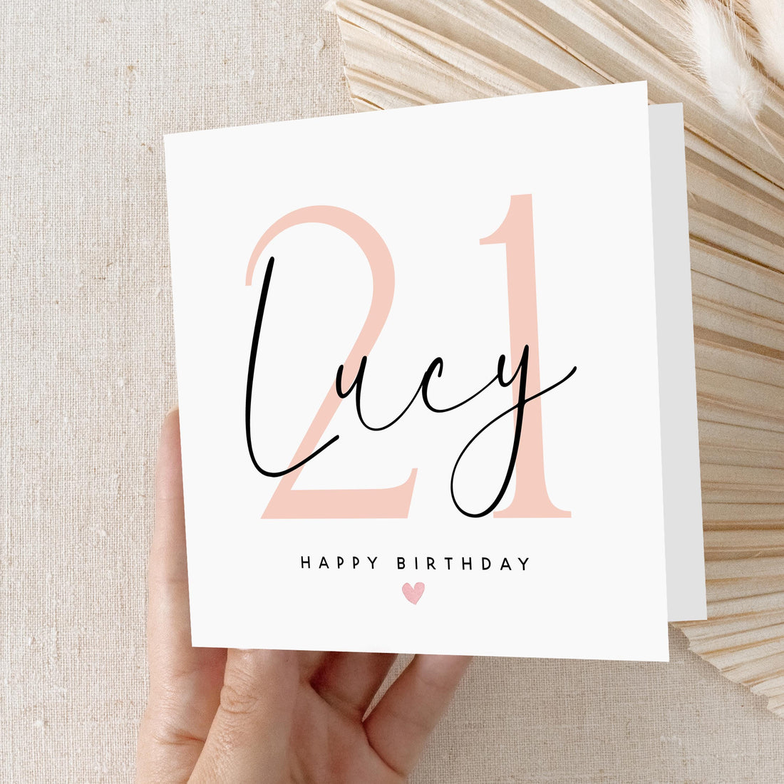 Personalised 21st Birthday Card, Special Milestone Card, Birthday Card For Daughter, Friend, Niece, Granddaughter, Peach 21, Twenty First