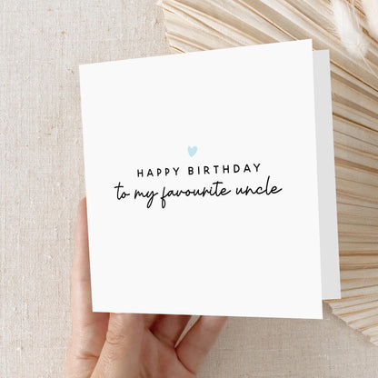 Uncle Birthday Card-My Favourite Uncle-Birthday Card For Uncle-For My Uncle Card-Minimal Heart Design-Uncle Birthday Gift-Card For Him