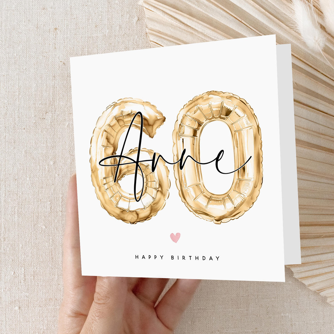 Personalised 60th Birthday Card, Special Milestone Card, Birthday For Wife, Sister, Friend Gold Age Balloons 60, Sixtieth Birthday