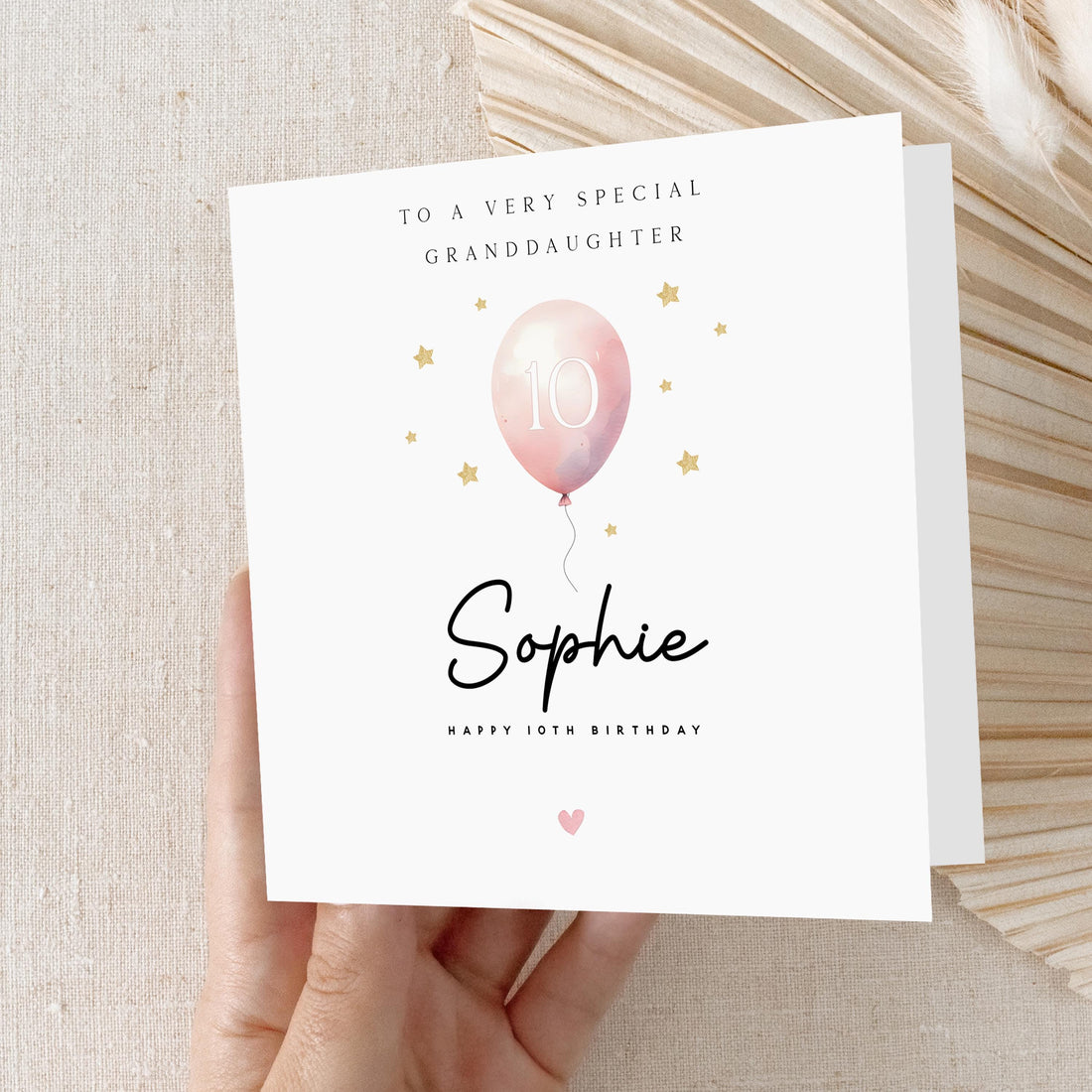 Personalised Birthday Card, Girls Birthday Cards, Birthday Card For Granddaughter, Birthday Age balloon Add Any Age, 6x6 Kraft Envelope Incl