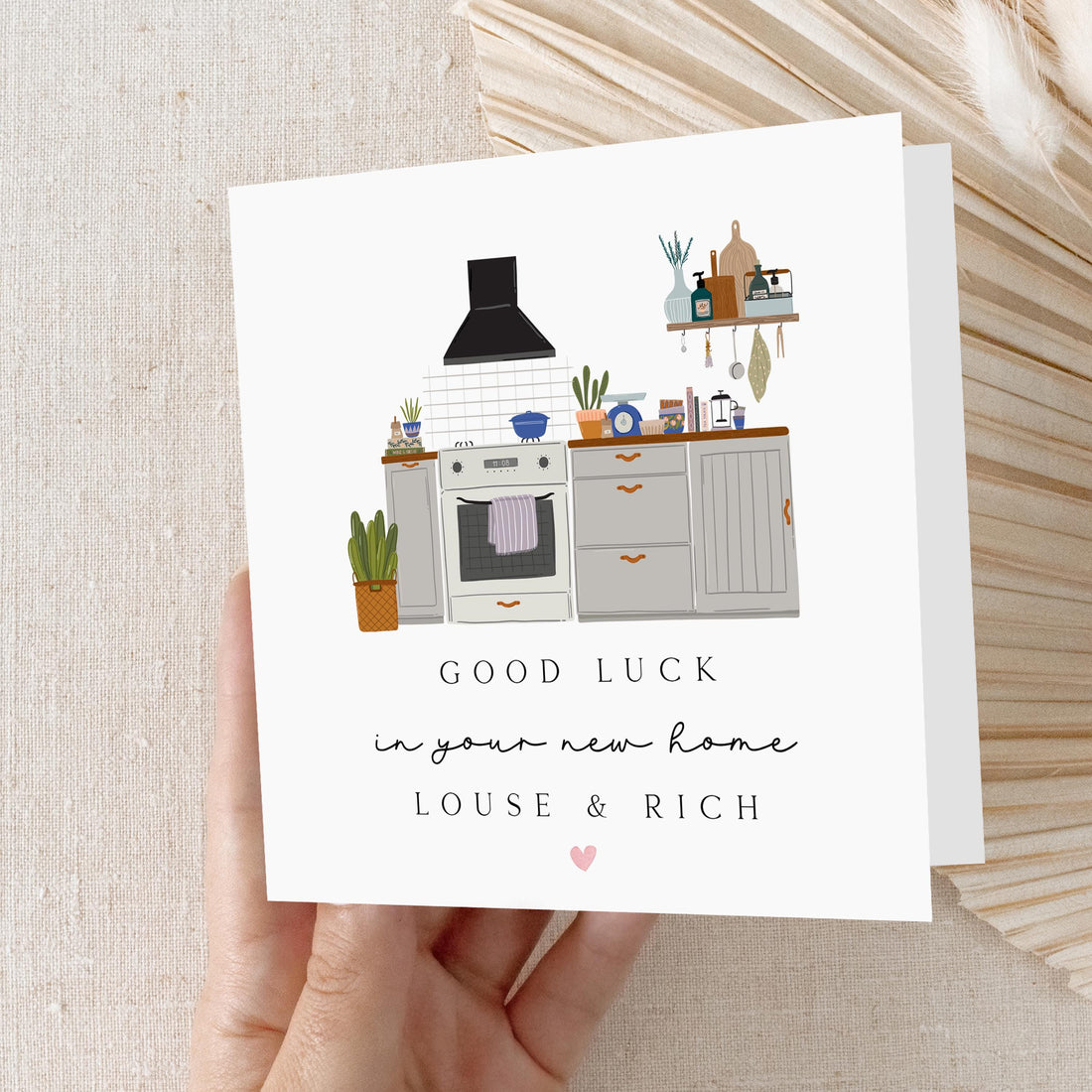 Personalised New Home Card, Good Luck In New Home, Boho Kitchen Card, Congratulations On Your New Home, Moving Card For Friend