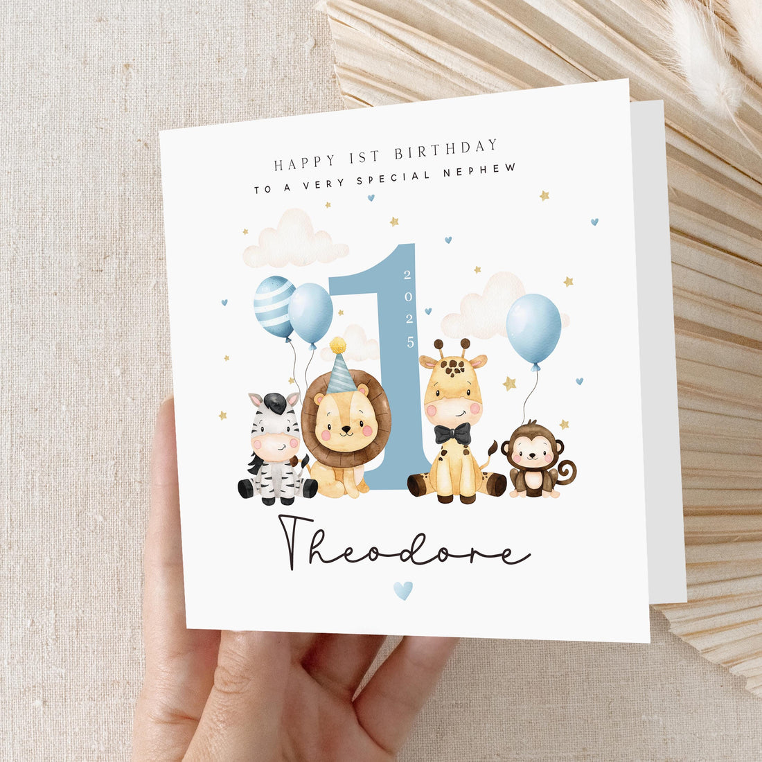 1st Birthday Card, Nephew Birthday Card, Children&