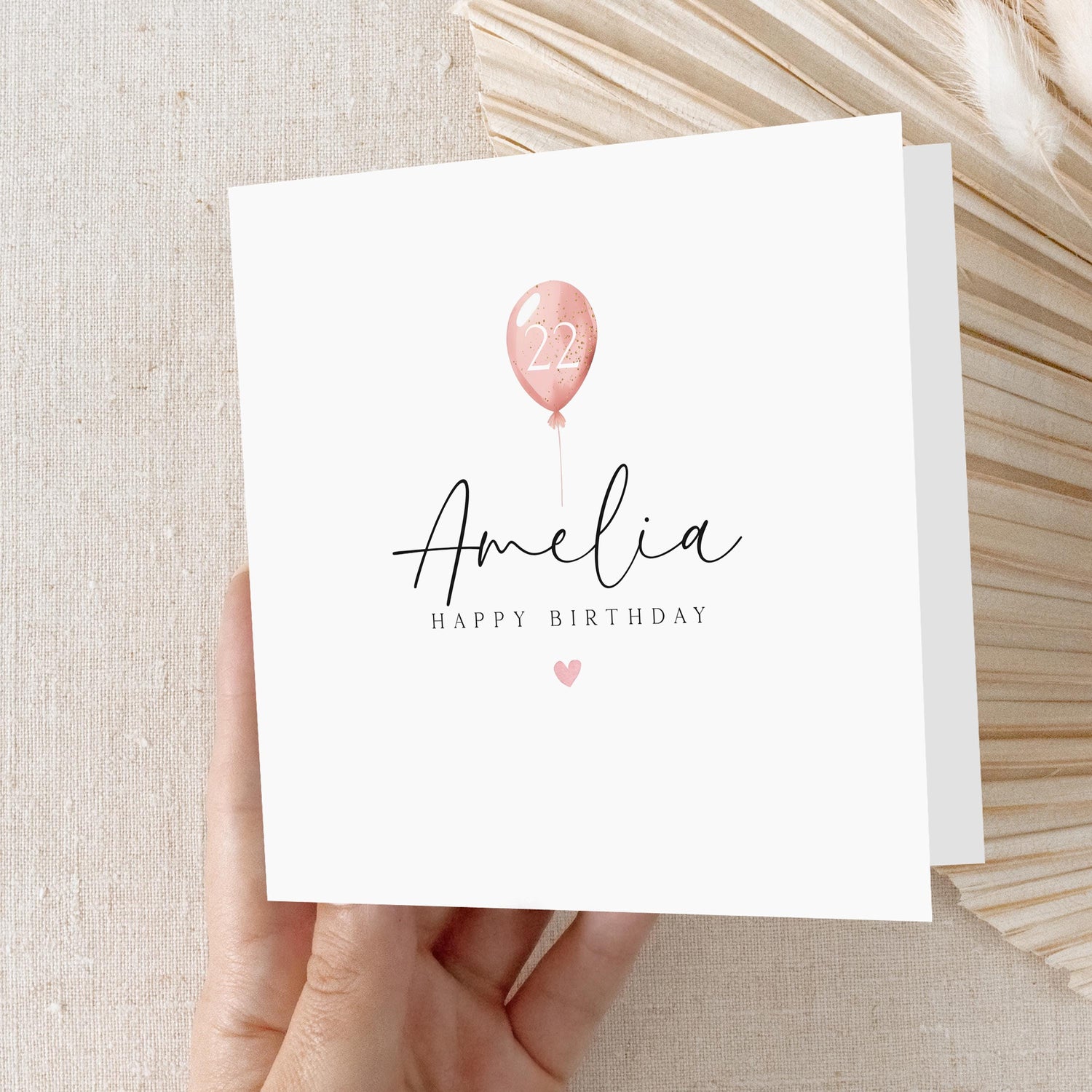 Personalised Birthday Card, Any Age Balloon, Daughter, Granddaughter, Sister, Niece  Birthday Card, Minimal Card,Card For Her,Kraft Envelope