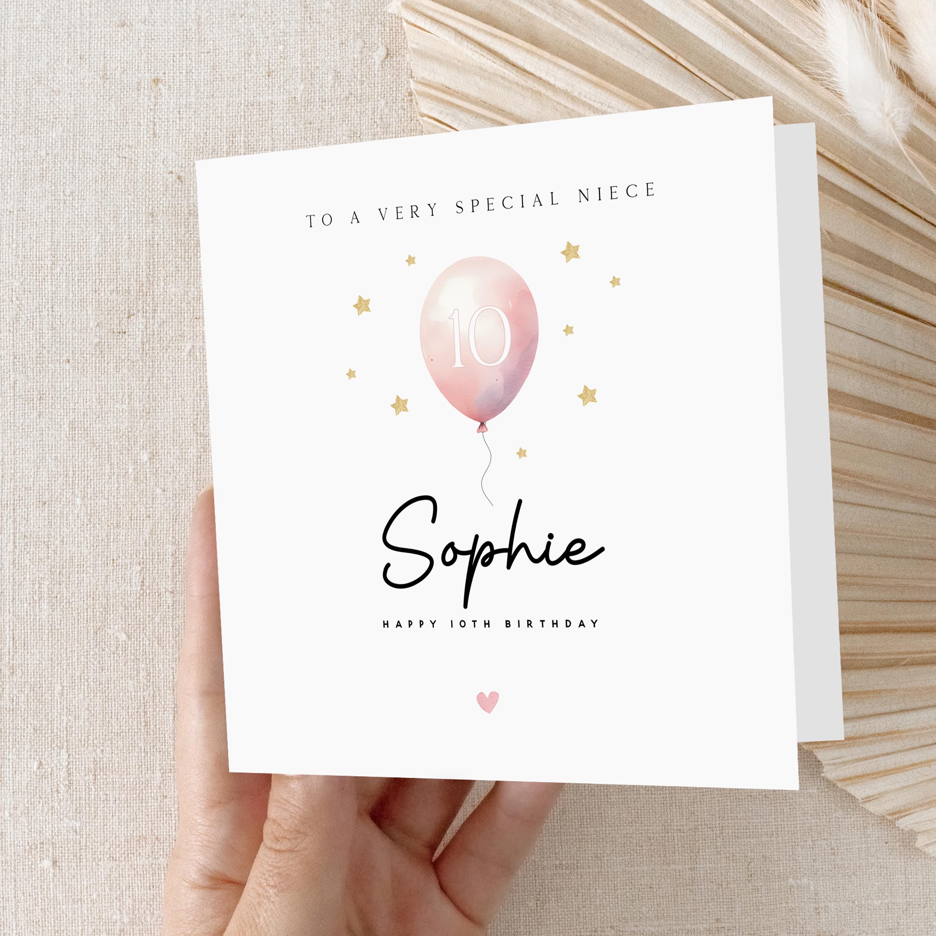 Personalised Birthday Card, Girls Birthday Cards, Birthday Card For Niece, Birthday Age balloon Add Any Age, 6x6 Kraft Envelope Included