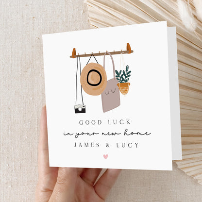 Personalised New Home Card, Good Luck In New Home, Boho Coat Peg Card, Congratulations On Your New Home, Moving Card For Friend, Family.