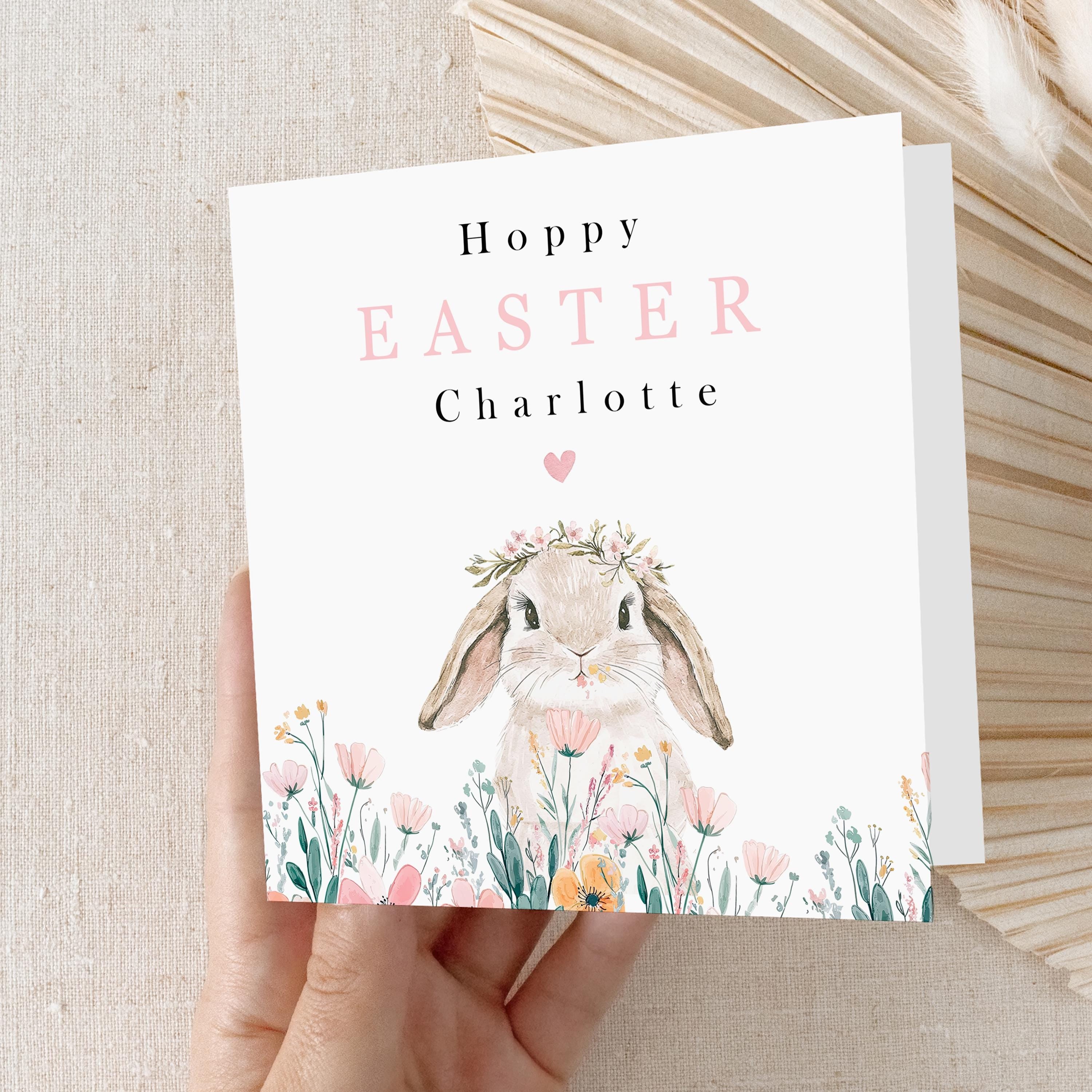 Kids Easter Card Personalised, Easter Card For Children, Card For Daughter, Niece, Granddaughter, Happy Easter Card, Bunny, Easter Gift Girl