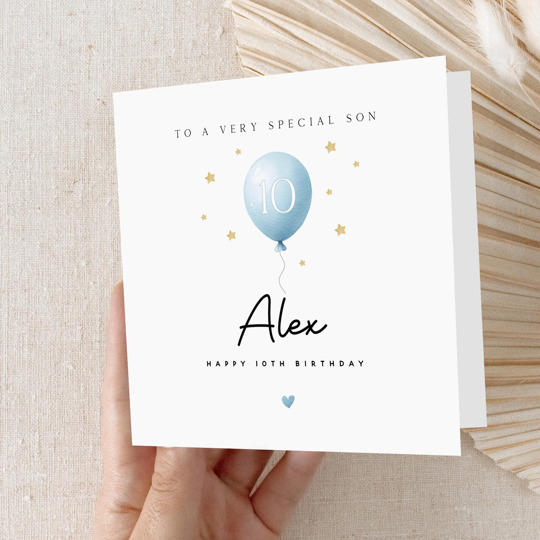 Personalised Age Birthday Card, Special Milestone Card, Birthday Card For Son, Grandson, Brother, Blue Balloon, Boys Birthday-Kraft Envelope