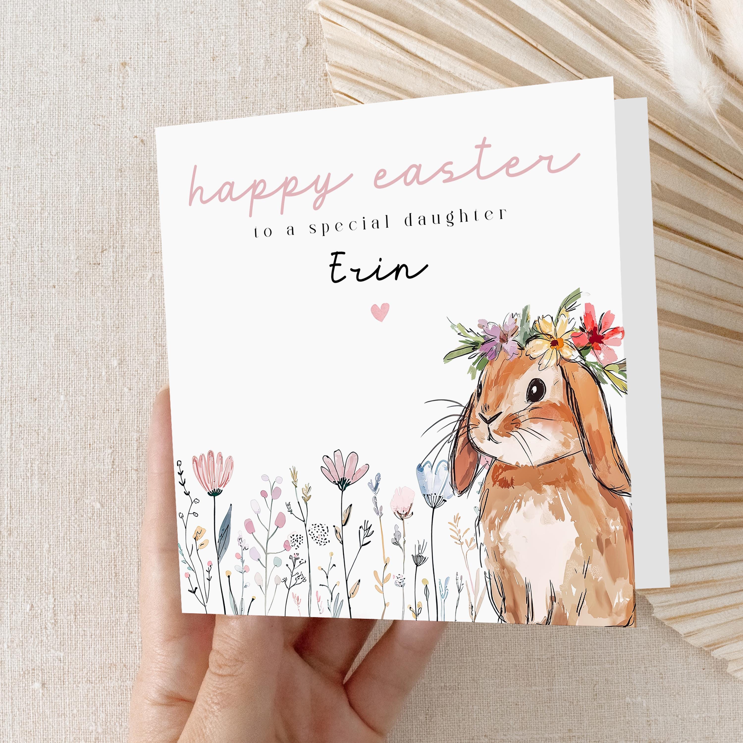 Easter Card Personalised, Easter Card For Children, Card For Daughter, Niece, Granddaughter, Happy Easter Card, Bunny, Easter Gift Girl