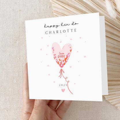 Hen Do Card Personalised, Hen Party Balloon Card, Happy Hen Do, Card For Bride To Be, Team Bride, Bridal Shower, Hen Party Gift, Hen Weekend