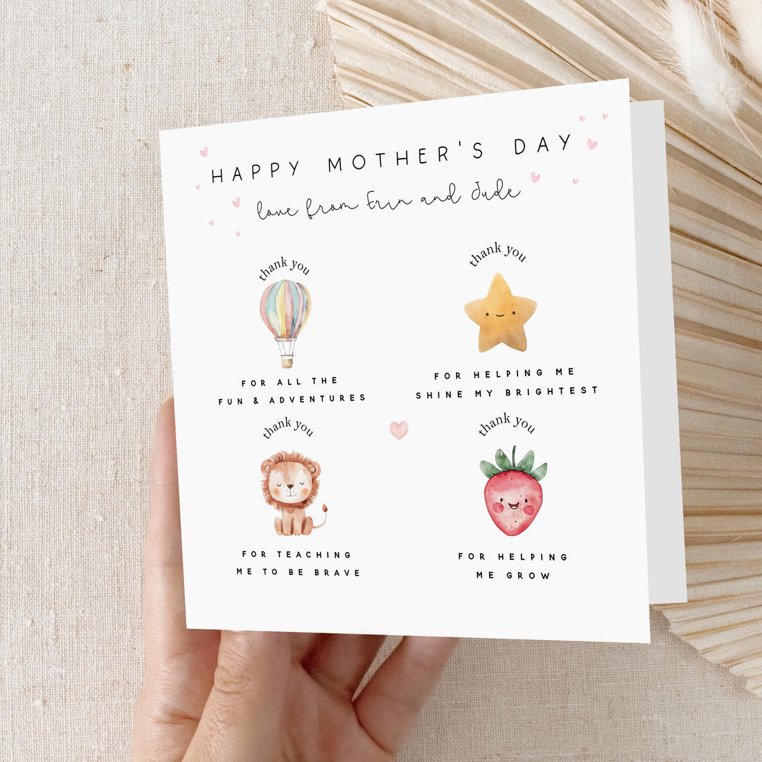 Mothers Day Card, Card For Mum From Kids, Happy Mother&