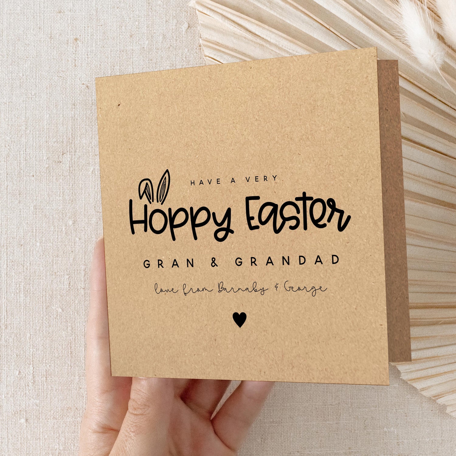 Kraft Easter Card Personalised, Card For Grandparents From Kids, Happy Easter Card, Card For Gran, Grandma, Gramps, Grandpa, Easter Gift