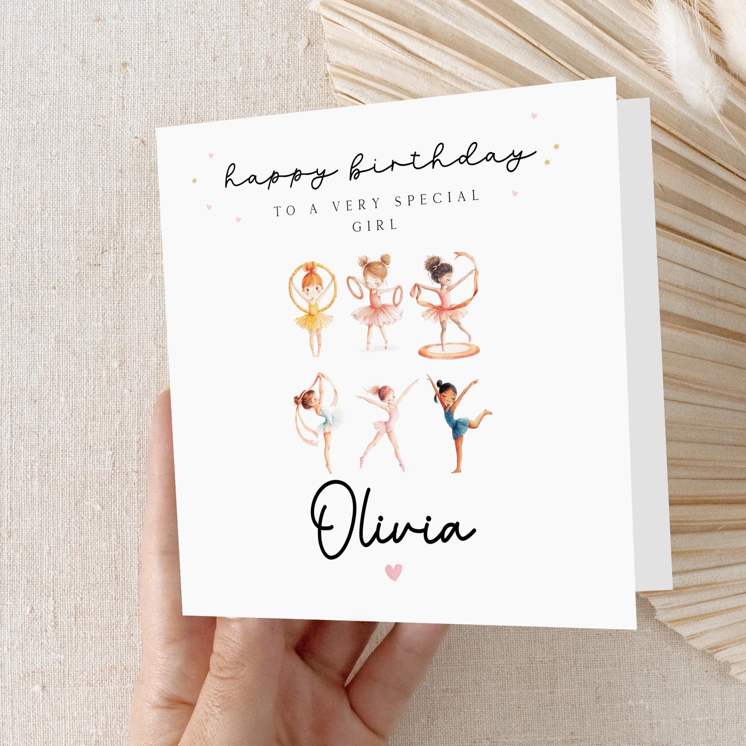 Personalised Birthday Card, Girls Birthday Cards, Gymnastics Birthday, Daughter, Granddaughter, Niece Birthday Card, Kraft Envelope Included