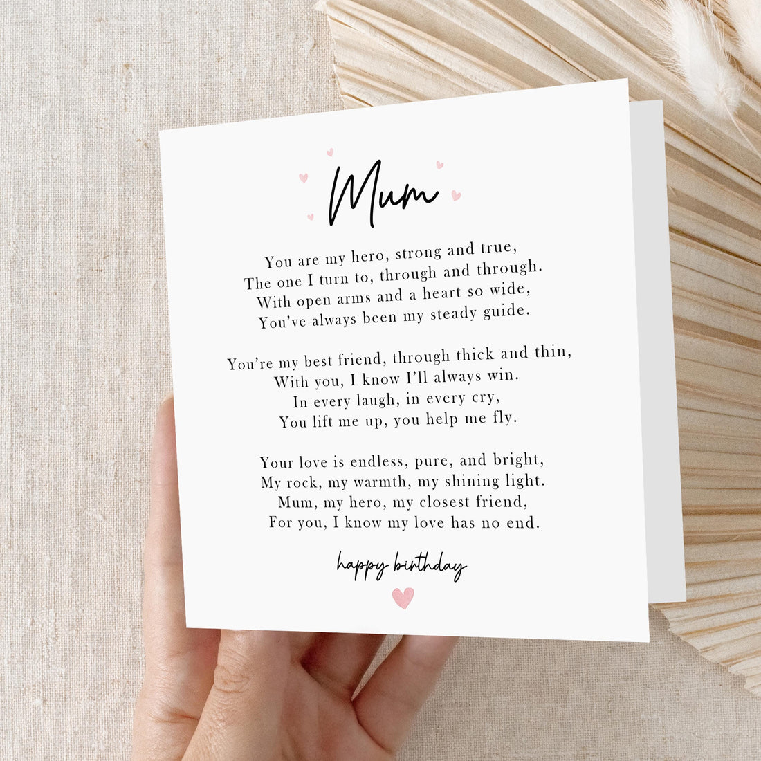 Poem Card For Mum, Mum Birthday Card, Card For Mum, Happy Birthday Card, For My Mum, For Her, Birthday Gift, Card For My Mum, Special Mum