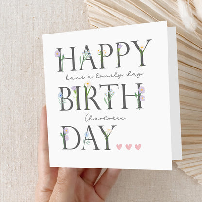 Personalised Birthday Card For Her, Card For Sister, Daughter, Mum, Auntie, Granddaughter, Sister, Niece, Bestie, Grandma, Happy Birthday