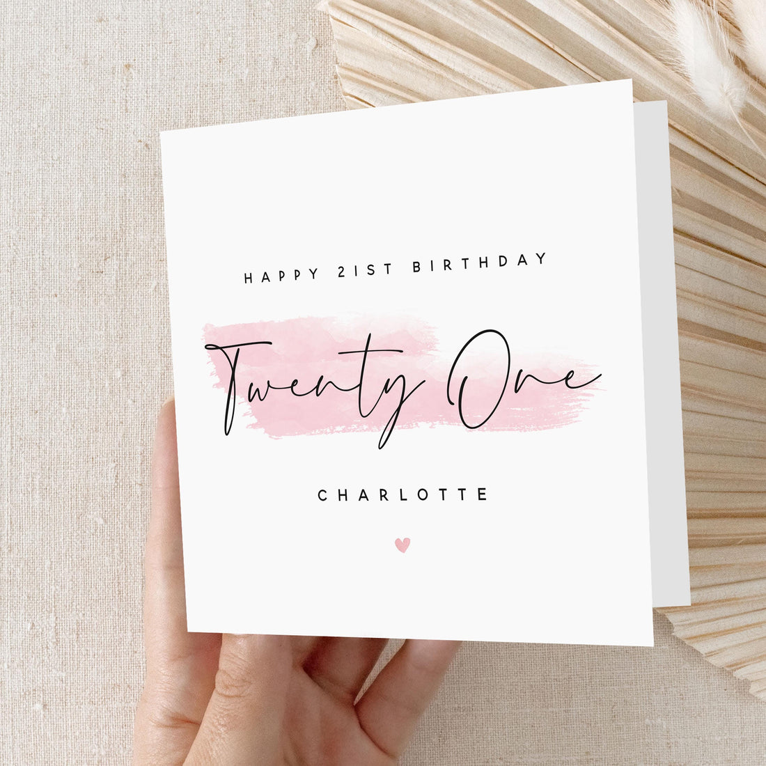 Personalised 21st Birthday Card, Special Milestone Card, Birthday Card For Wife, Sister, Daughter, Auntie, Pink Swash