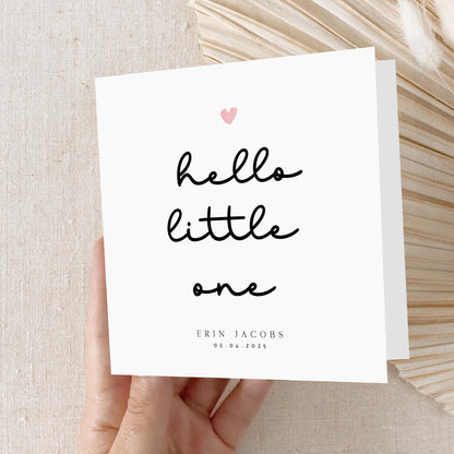 Personalised New Baby Card, Welcome to the World Card, Hello Little One Card, Congratulations New Baby Card, Kraft Envelope Included 6 x6