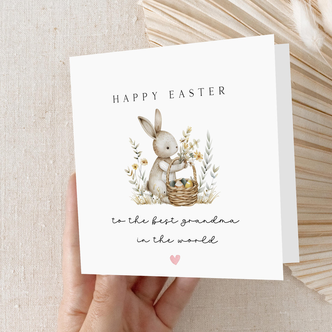 Personalised Easter Card, Cute Rabbit Card For Grandma From Kids, Happy Easter Card, Card For Gran, Grandma, Gramps, Grandpa, Nanny,