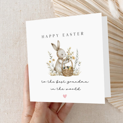 Personalised Easter Card, Cute Rabbit Card For Grandma From Kids, Happy Easter Card, Card For Gran, Grandma, Gramps, Grandpa, Nanny,