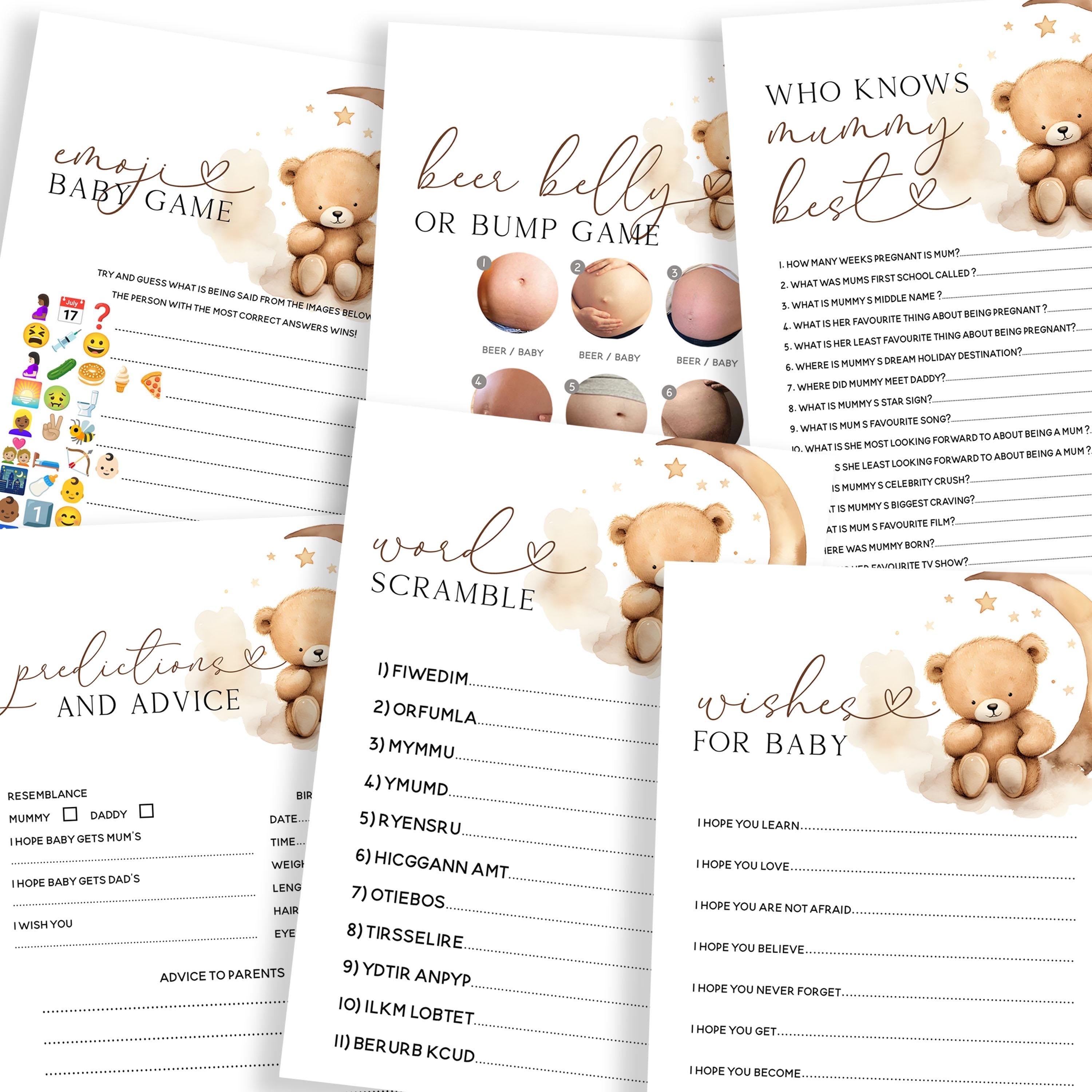 Teddy Bear Theme Games Bundle 6 Games (Double Sided)