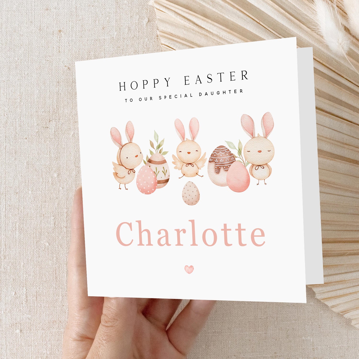 Kids Easter Card Personalised, Easter Card For Children, Card For Daughter, Niece, Granddaughter, Happy Easter Card, Chicks,Easter Gift Girl
