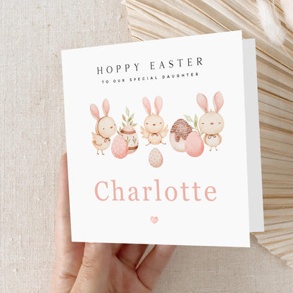 Kids Easter Card Personalised, Easter Card For Children, Card For Daughter, Niece, Granddaughter, Happy Easter Card, Chicks,Easter Gift Girl