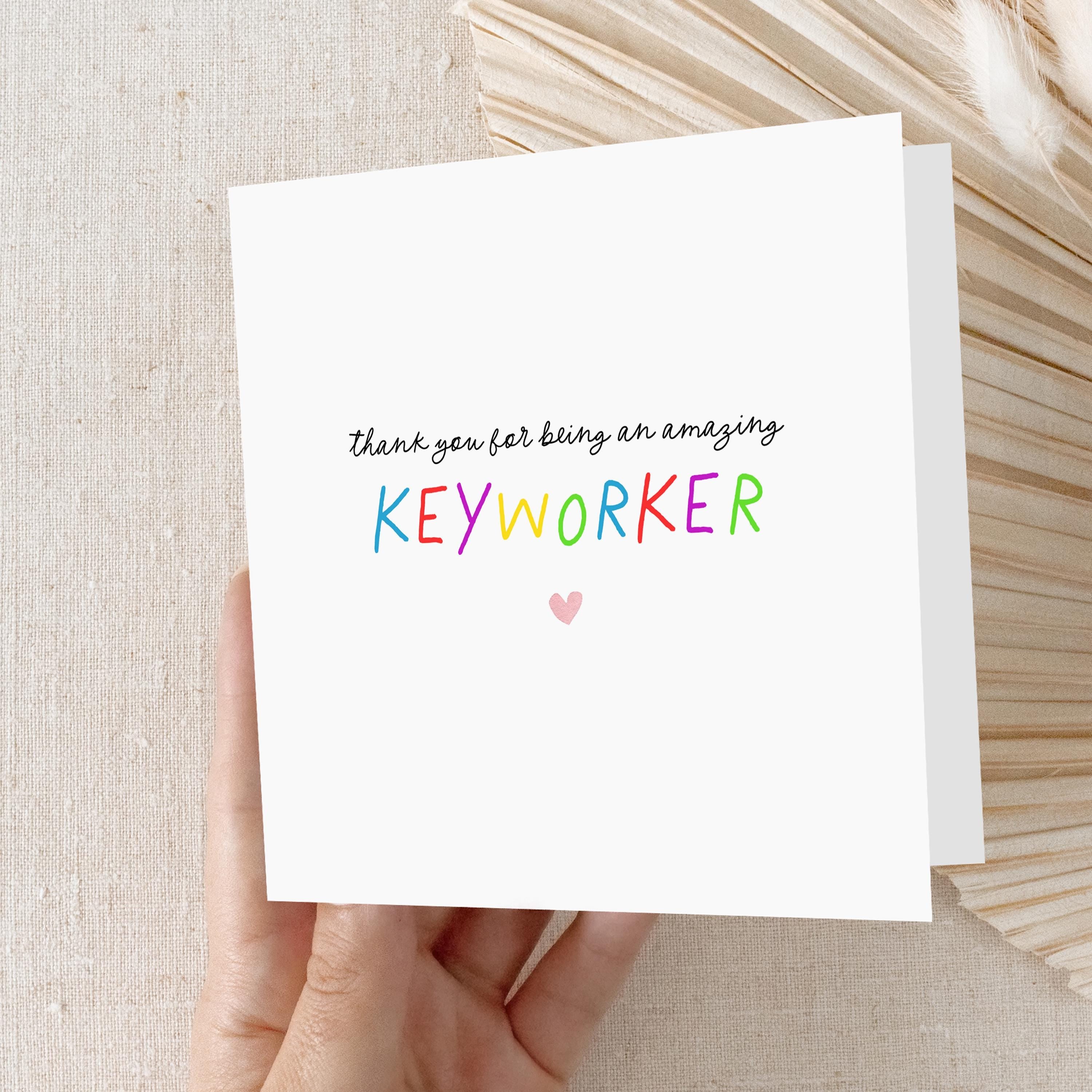 Keyworker Thank You Card, Nursery Thank You Card, Keyperson Card, Teacher Card, Pre School Card-Nursery Assistant Card-Kraft Envelope