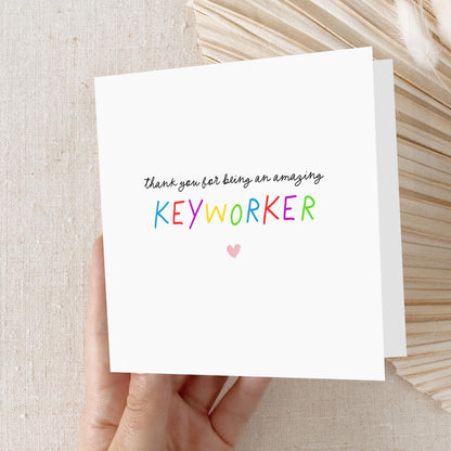 Keyworker Thank You Card, Nursery Thank You Card, Keyperson Card, Teacher Card, Pre School Card-Nursery Assistant Card-Kraft Envelope