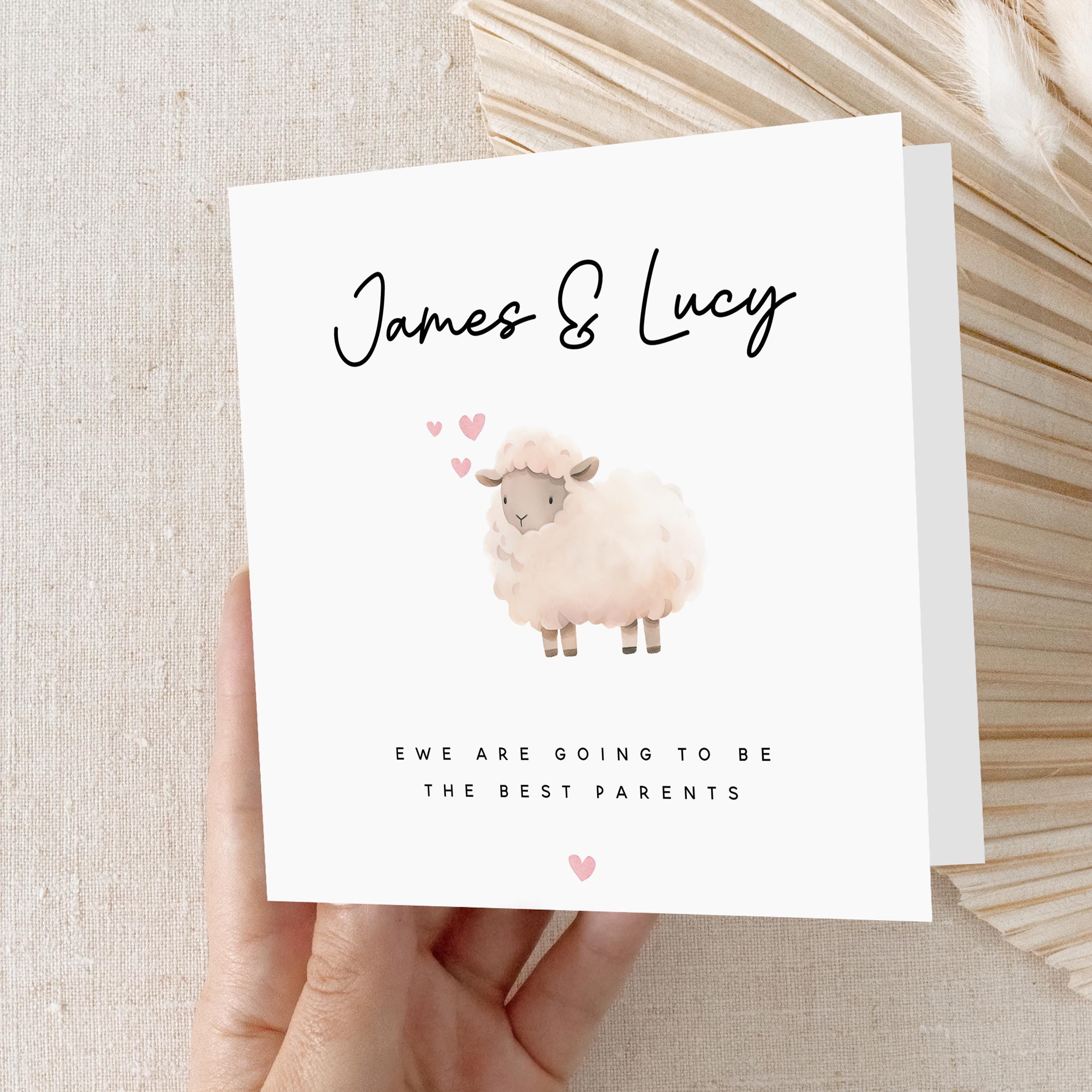 New Baby Card, Personalised Welcome to The World Card, Baby Shower Card, Mum To Be Card For Daughter, Wife, Friend, Cute Sheep Theme