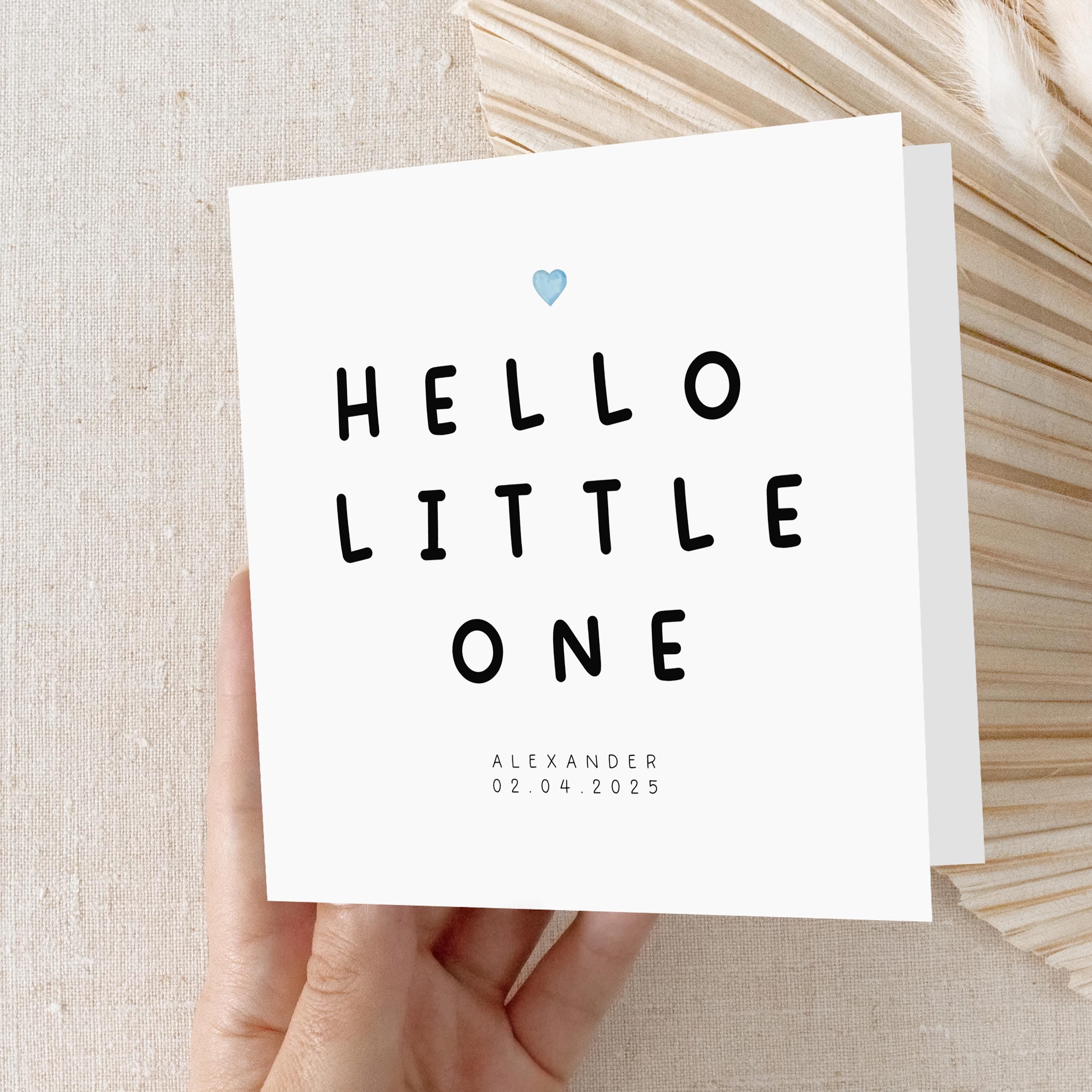 Personalised New Baby Card, Baby Boy Card, Hello Little One Card , Minimal Design, Newborn Baby, Congratulations New Parents, New baby Gift