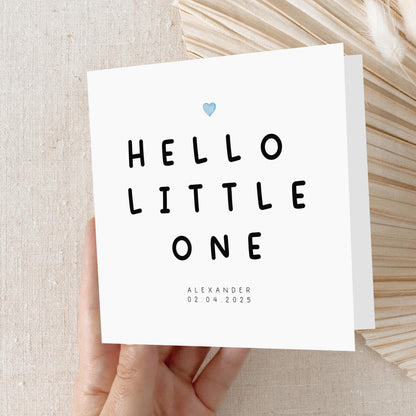 Personalised New Baby Card, Baby Boy Card, Hello Little One Card , Minimal Design, Newborn Baby, Congratulations New Parents, New baby Gift