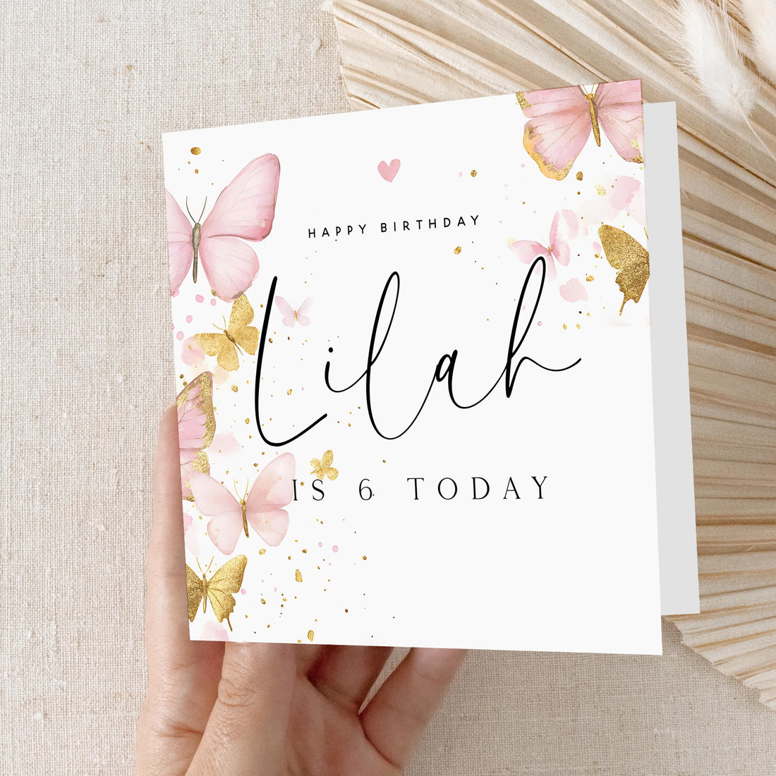 Butterfly Birthday Card, Personalised Girls Birthday Cards, Butterfly, Daughter, Granddaughter, Niece Birthday Card, Kraft Envelope Included